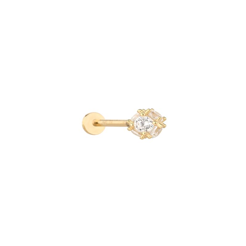MY iMenso ODM "1 ear piercing Cube CZ 5mm" earstud (925/0,5Mgold-plated)