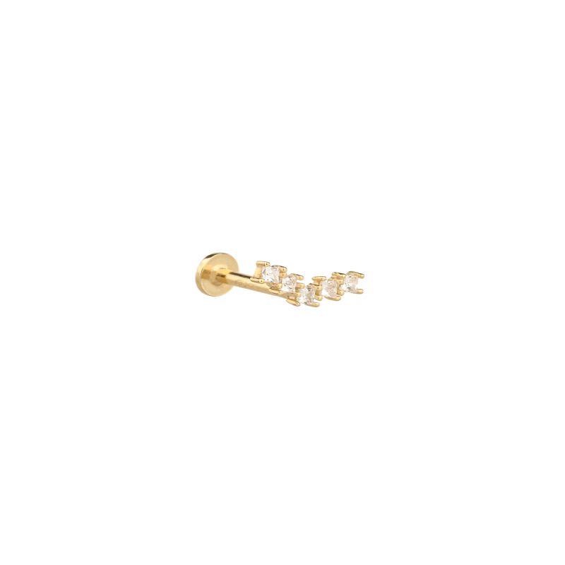 MY iMenso ODM "1 ear piercing 5x princess CZ 9mm" earstud (925/0,5Mgold-plated)