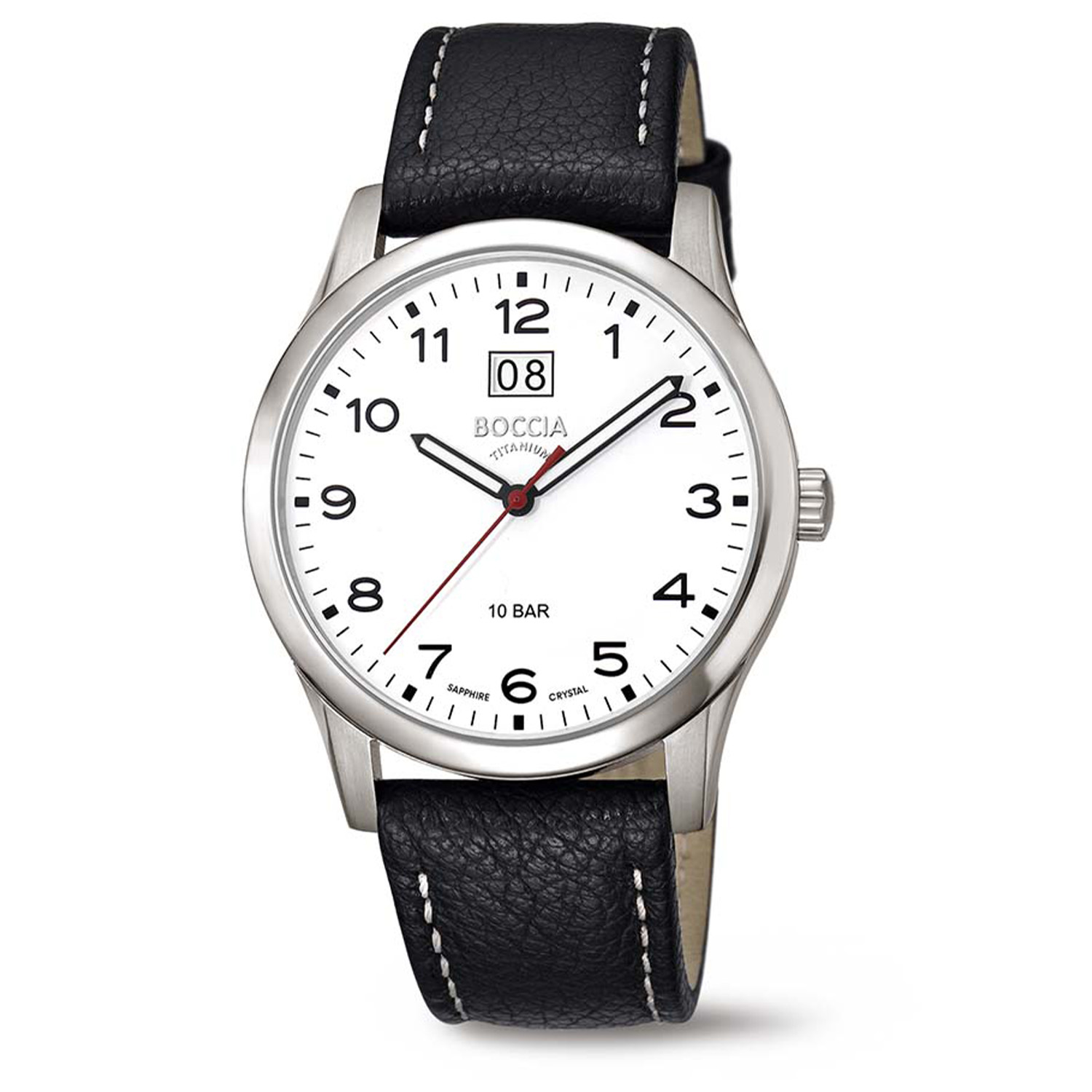 Boccia Titanium 3580-05
Dit Boccia Titanium herenhorloge zou wel eens jouw nieuwe favoriete horloge kunnen worden! De 3580-05 heeft een kastdiameter van 42mm en bestaat uit saffierglas. De band van het horloge is van leer en geeft het horloge zijn stoere uitstraling. 

HET MERK
Boccia Titanium is het titanium merk van Nederland, dat zijn oorsprong in Duitsland vindt en is opgericht in het jaar 1992. Ontwikkeld door internationale ontwerpers. Alle titanium componenten van de BOCCIA TITANIUM collectie zijn gemaakt van 99,7% puur titanium; het bijzondere materiaal. Het is licht in gewicht, neemt de temperatuur van de huid aan en is zeer huidvriendelijk. Bovendien is het corrosie- en temperatuurbestendig.

SPECIFICATIES
- Krasbestendig saffierglas
- Datumaanduiding
- Ronde titanium horlogekast, Ø 42mm
- Leren horlogeband
- Witte wijzerplaat
- 10 ATM (Zwemmen & snorkelen)
