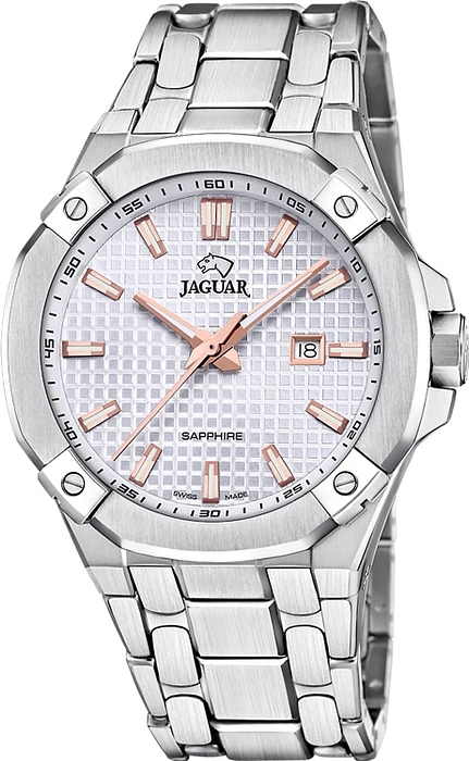 De Jaguar J1009/1 is een elegant en stijlvol horloge dat perfect is voor de moderne man die op zoek is naar een klassiek en tijdloos ontwerp. Met een analoge tijdsaanduiding en een quartz uurwerk bent u verzekerd van nauwkeurige en betrouwbare tijdmeting.

Met een diameter van 44 mm en een hoogte van 12 mm heeft dit horloge een robuuste uitstraling die perfect past bij elke gelegenheid. De ronde zilverkleurige behuizing is gemaakt van hoogwaardig roestvrij staal, wat zorgt voor duurzaamheid en een luxe uitstraling