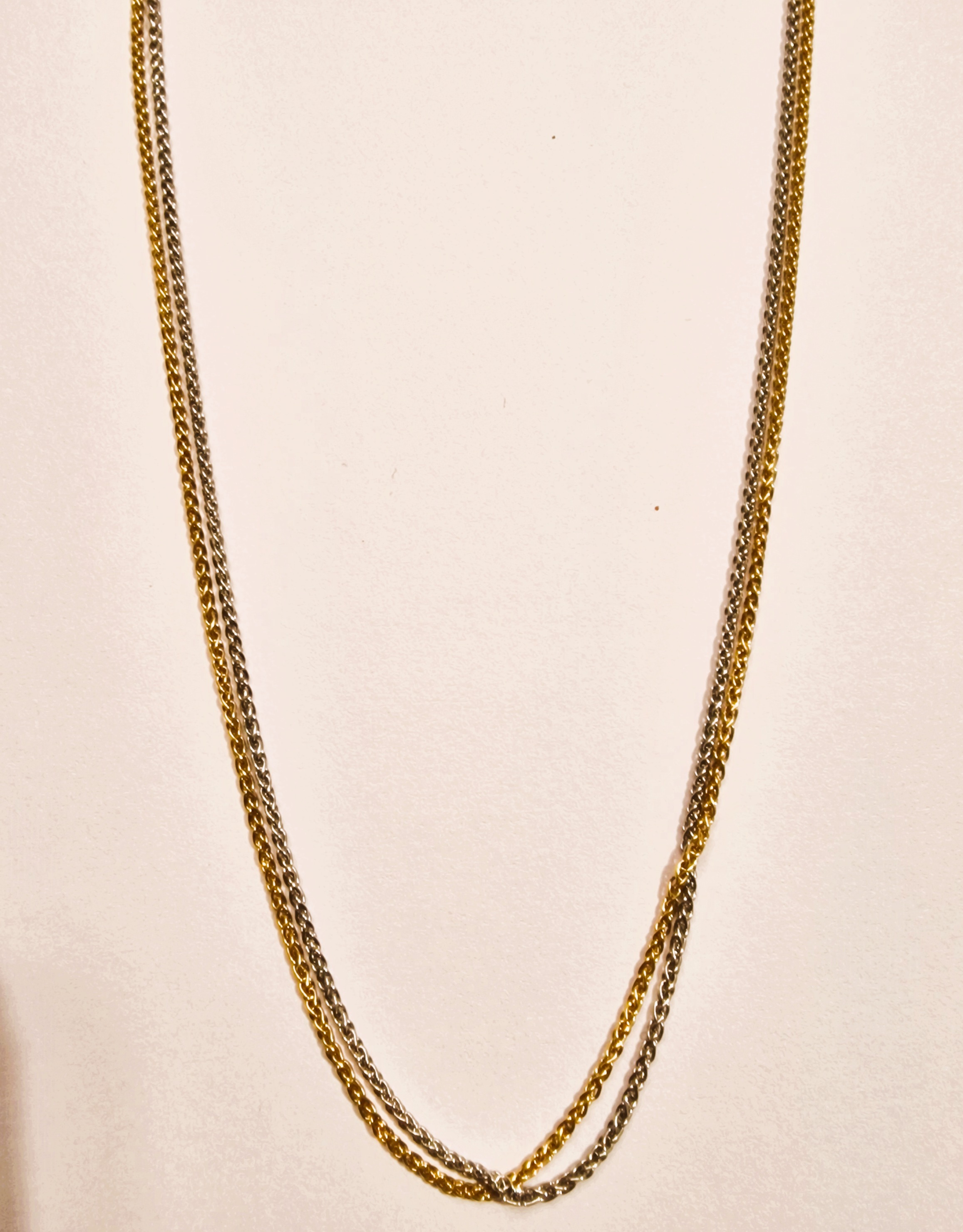 F114011476 14k witgoud en geelgoud dubbel vossestaart collier 45 cm lang