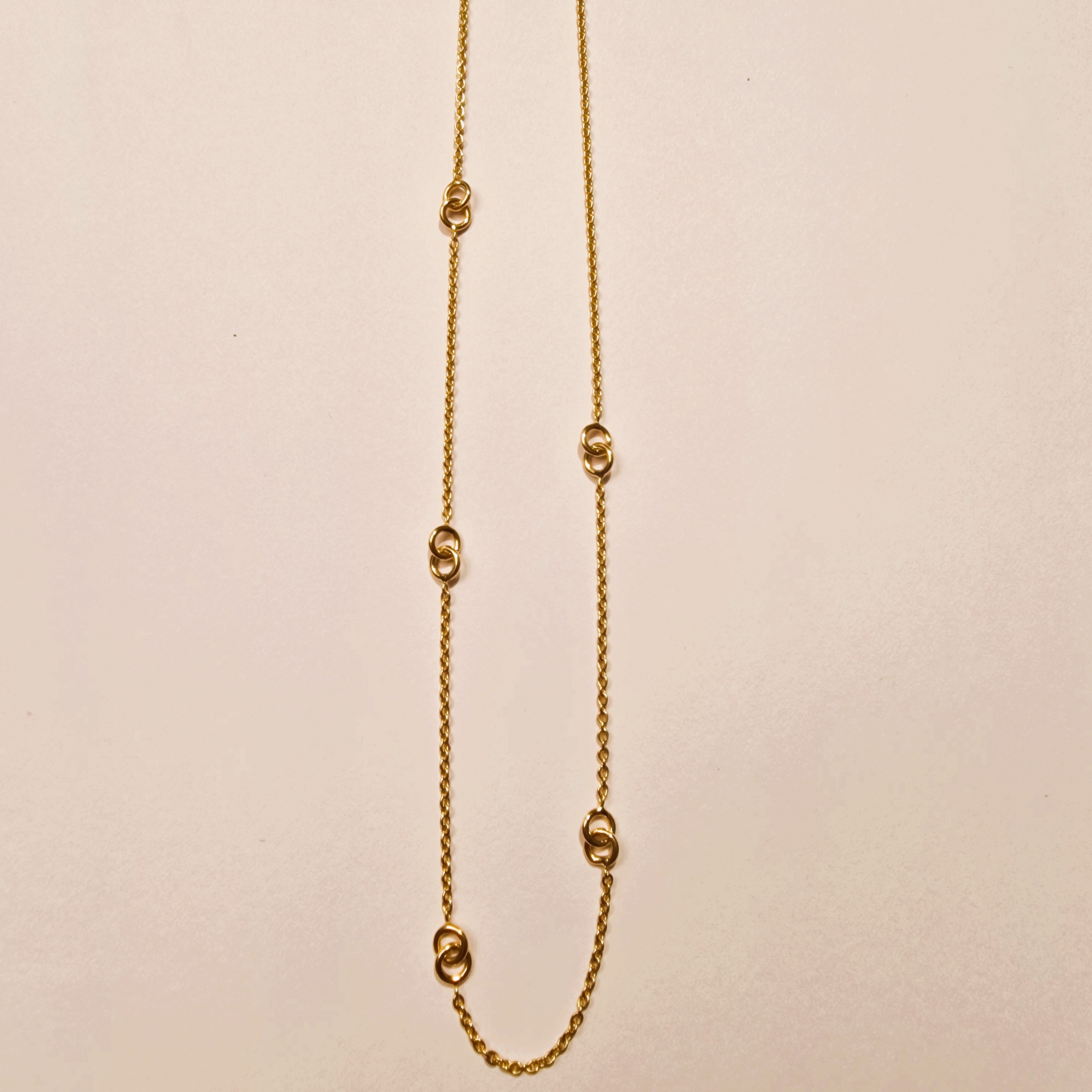 20145317145G 14k geelgoud anker collier met dubbele cirkels