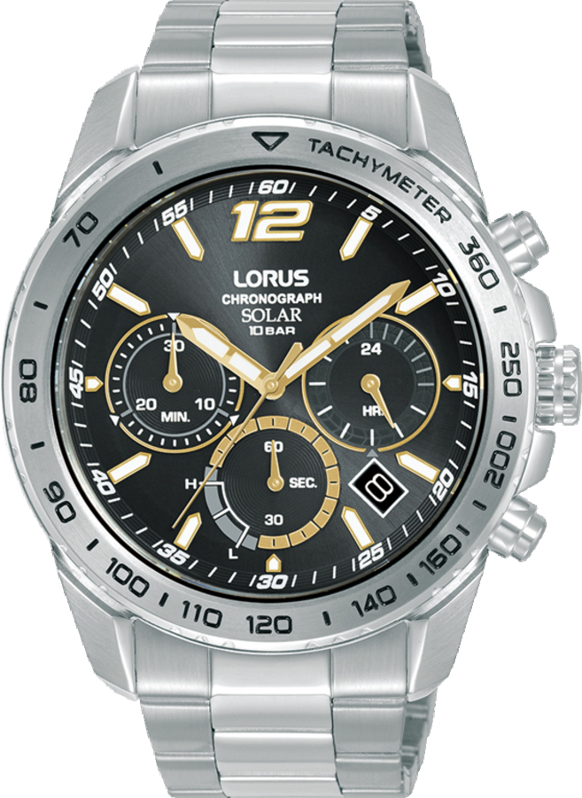 Dit is een herenhorloge van het merk Lorus. Het is een chronograaf horloge gemaakt van staal. De diameter van de kast is 43.8 mm en de kast is 11.8 mm dik.
De verdere specificaties van het horloge zijn als volgt:
Kastvorm: rond
Kastkleur: zilverkleurig
Kastmateriaal: staal
Bandbreedte: 21 mm
Bandlengte: 263.8 mm
Sluiting: vouwsluiting met drukker
Wijzerplaatkleur: zwart
Glassoort: hardlex mineraal glas
Waterdichtheid: 10 ATM
Techniek: solar