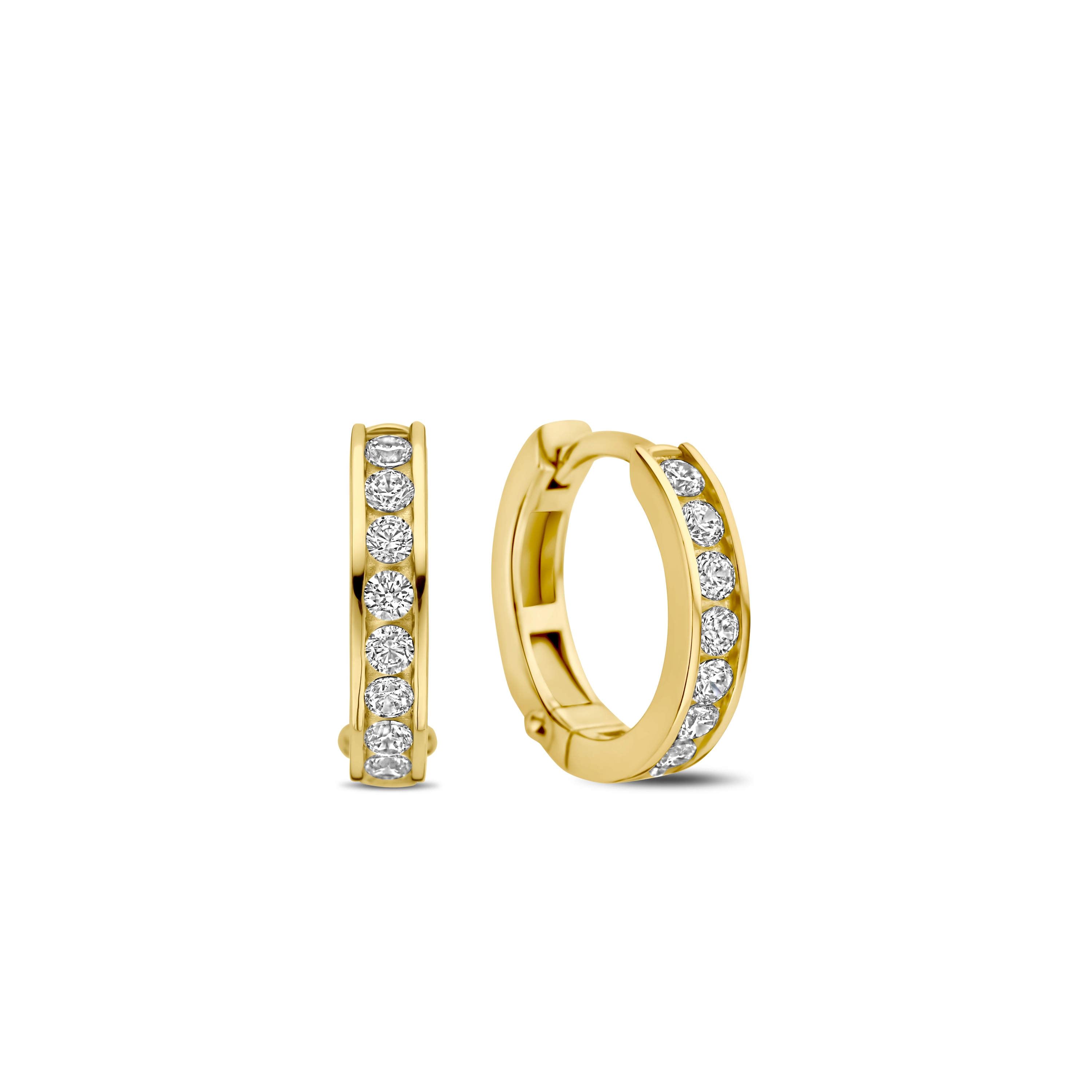 Ti Sento Milano - Zilveren klapcreolen bezet met zirconia's, verguld - 7973ZY
