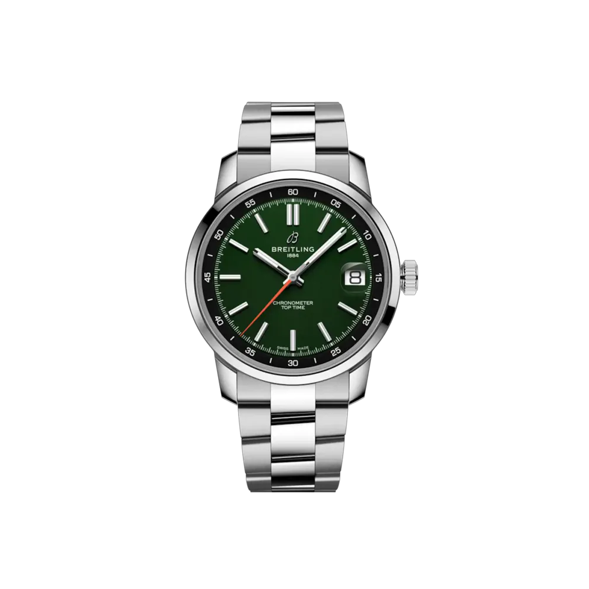 Dit Breitling horloge behoort tot de Breitling Top Time collectie. 
Referentienummer: AB3113171L1A1
Caliber: Breitling 31 (Manufacture)
