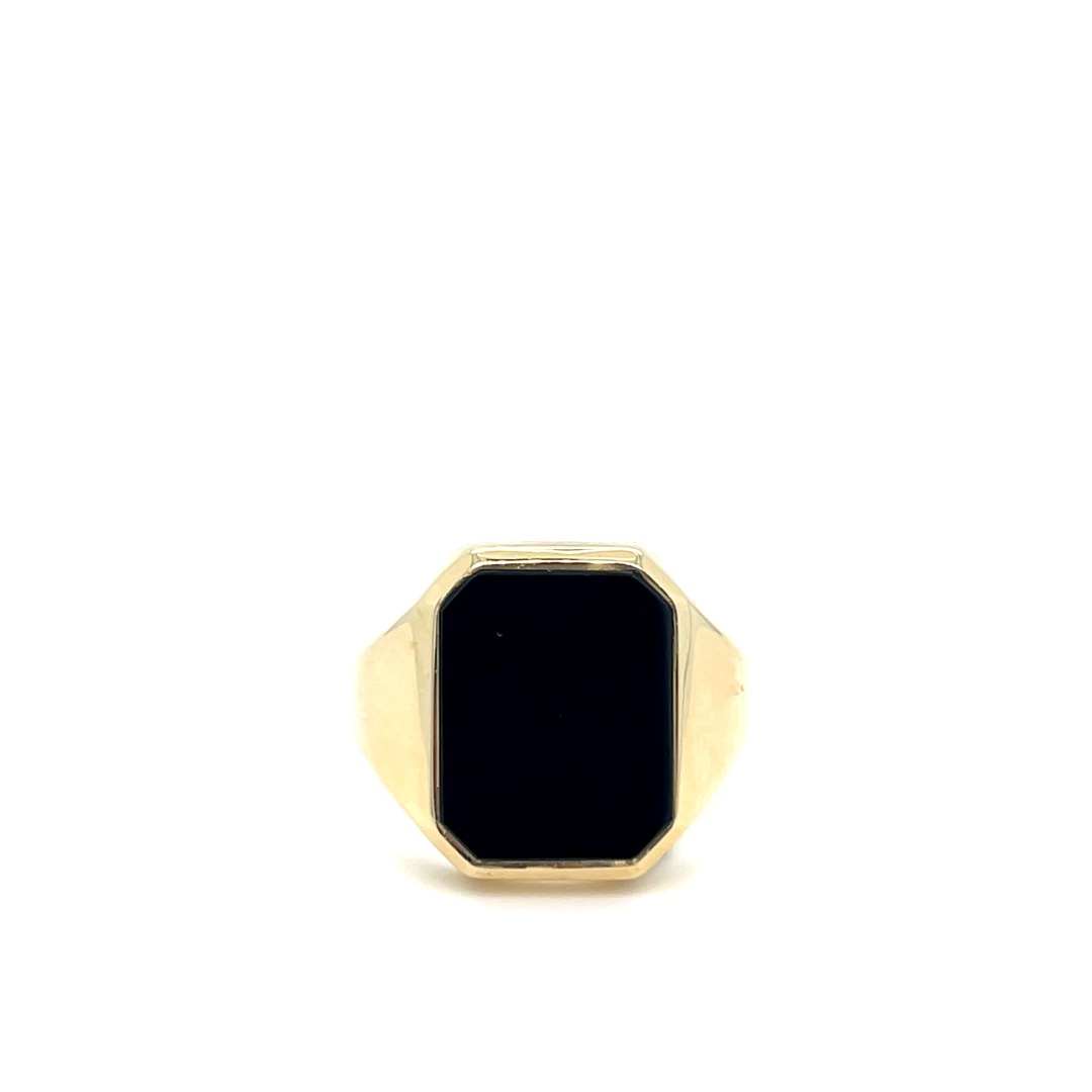 occasion zegelring 14 karaat met een zwarte onyx steen