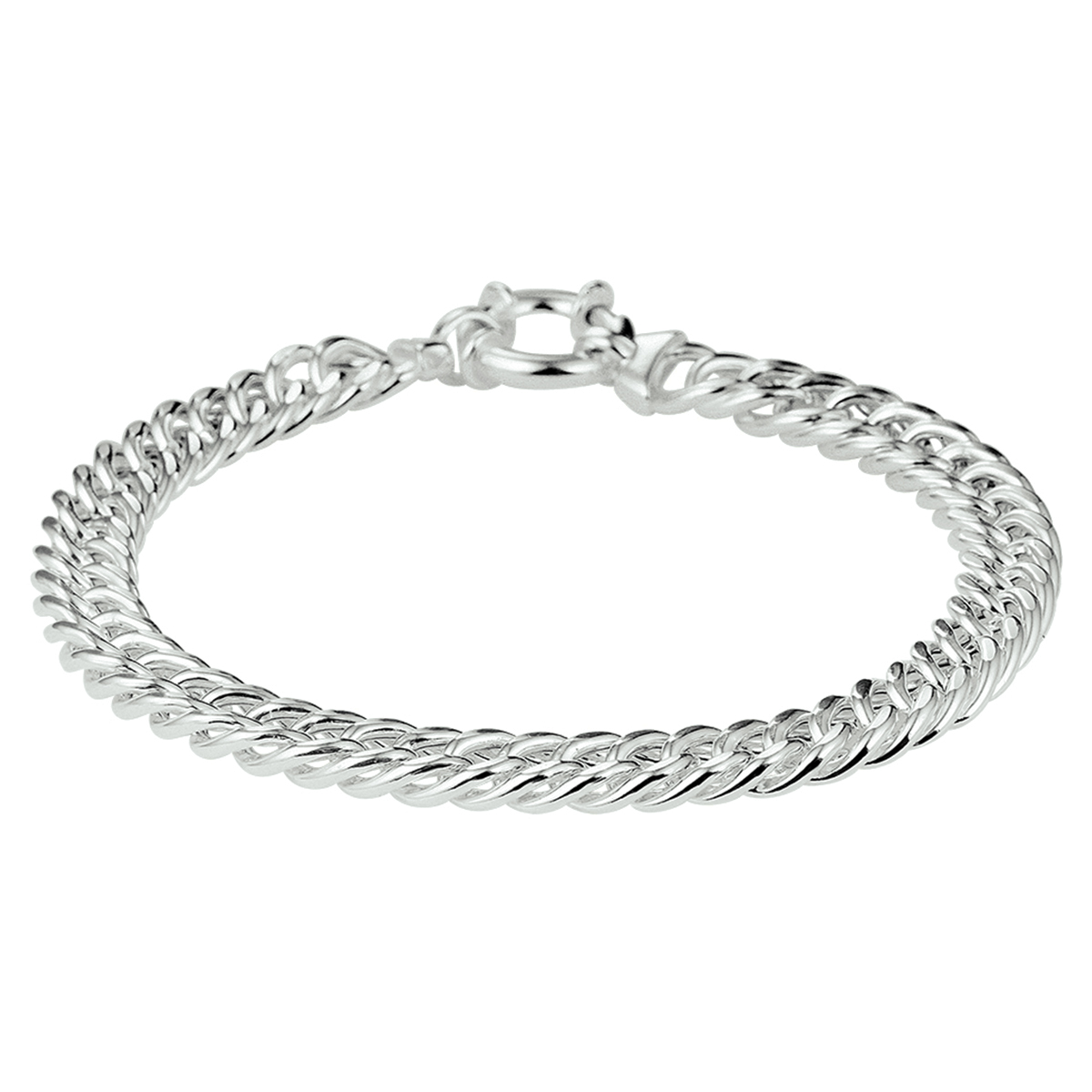 Stijlvolle zilveren armband met een gourmette schakel. De armband heeft een draaglengte van 19cm en een schakelbreedte van 7.4mm. Uitgevoerd met een stevige grote veerring.