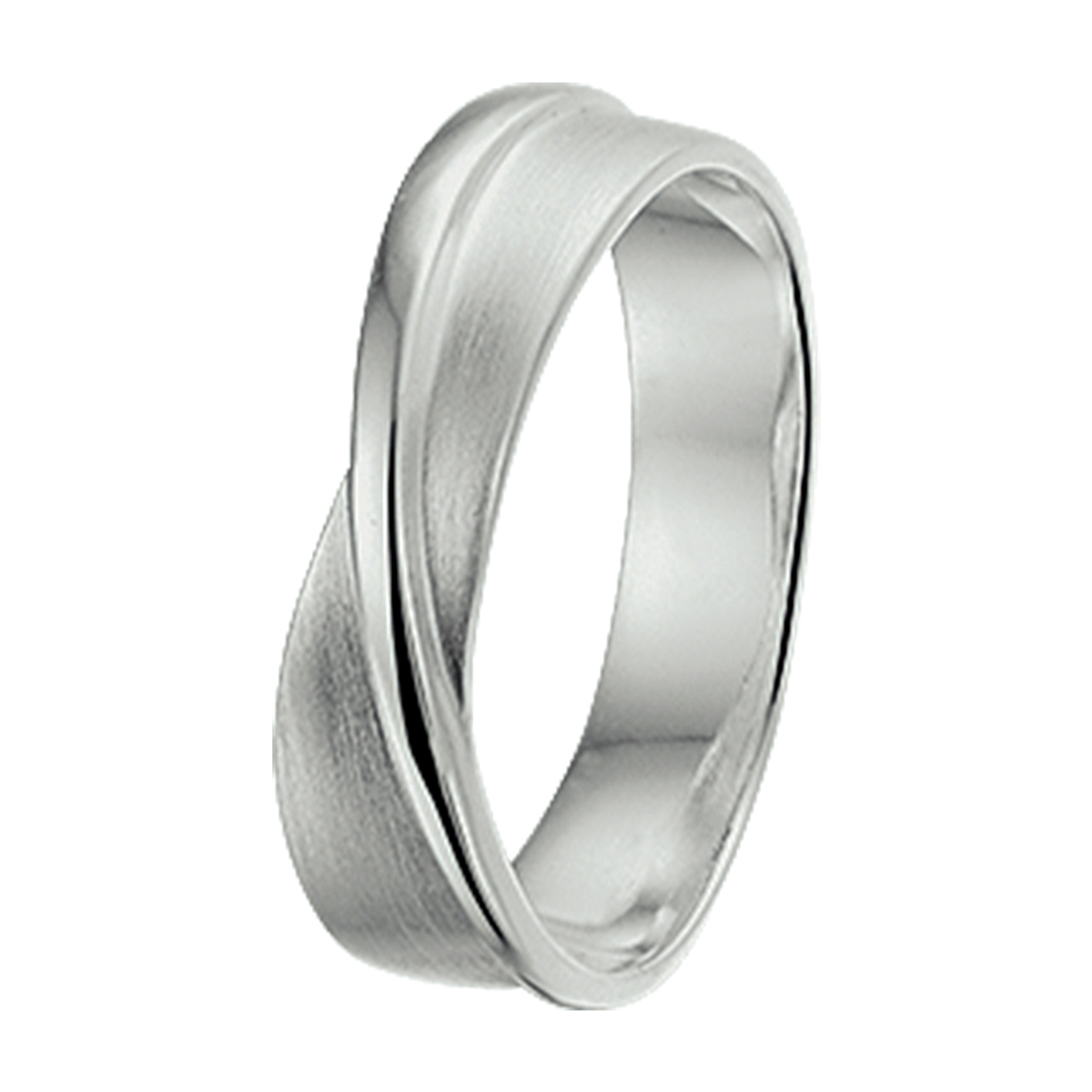 Gerhodineerd zilveren ring met een poli/matte afwerking.