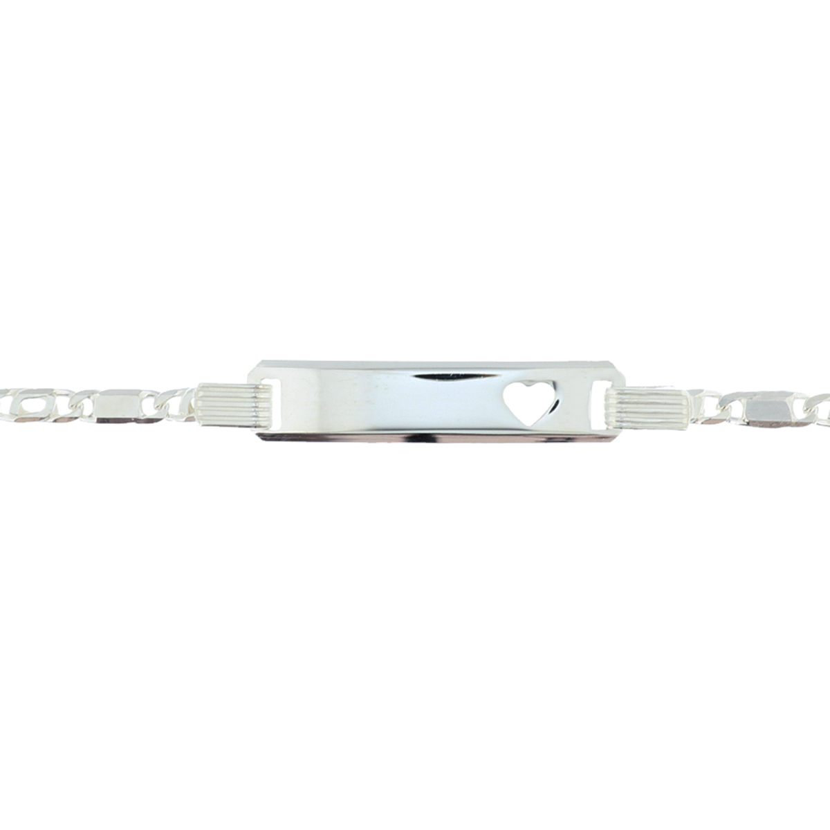 graveerarmband hart plaat 6 mm 16-18 cm zilver gerhodineerd
