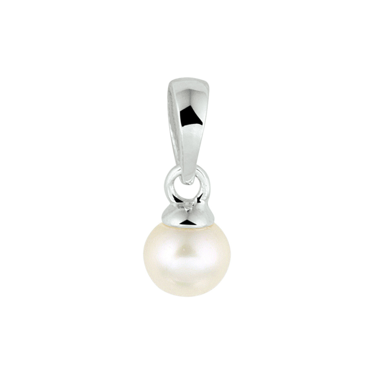 Gerhodineerd 925 zilveren hanger uitgevoerd met een zoetwaterparel. De hanger heeft een totale hoogte van 11mm. De parel heeft een diameter van 4.5mm.