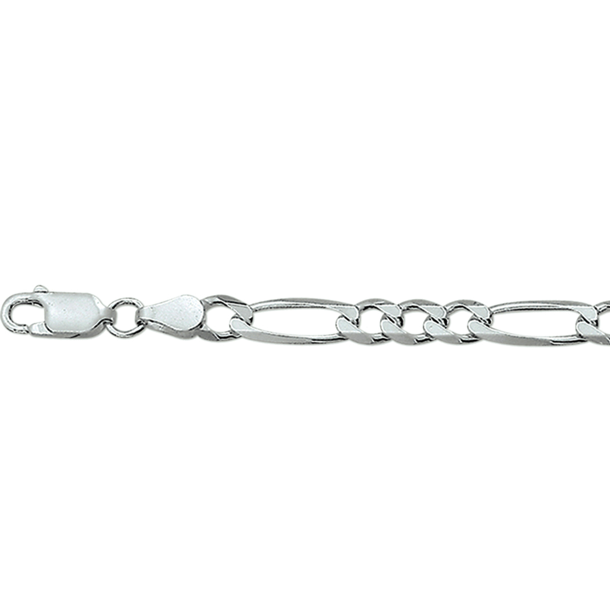 Gerhodineerd 925 zilveren lengte artikel met figaro schakel. De schakelbreedte is 4.5mm.