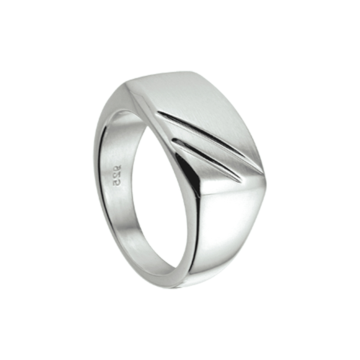 Zilveren dwarsmodel ring met een poli/matte afwerking | maat 20,5 | 13.37917