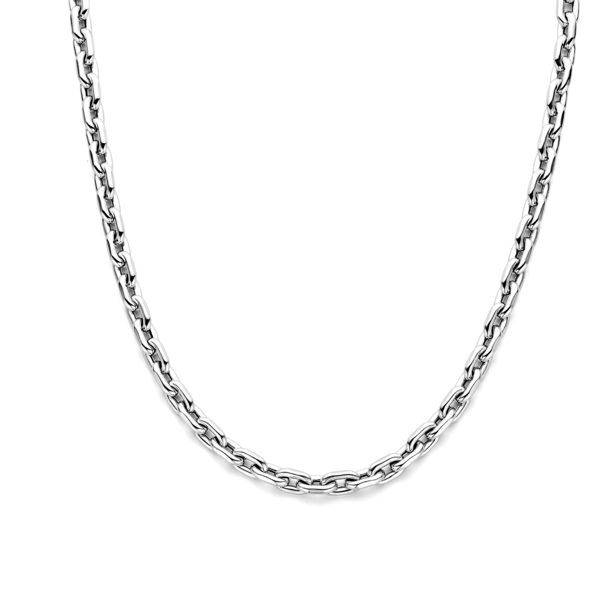 Gerhodineerd 925 zilveren collier met een draaglengte van 43cm en 4cm extensie. De schakelbreedte is 7.6mm.