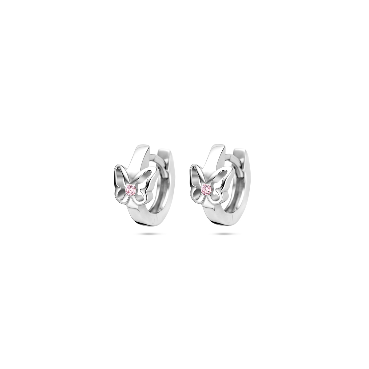 Gerhodineerd 925 zilveren klapoorringen uitgevoerd met een vlinder. De klapoorringen hebben een afmeting van 10.5x2mm.