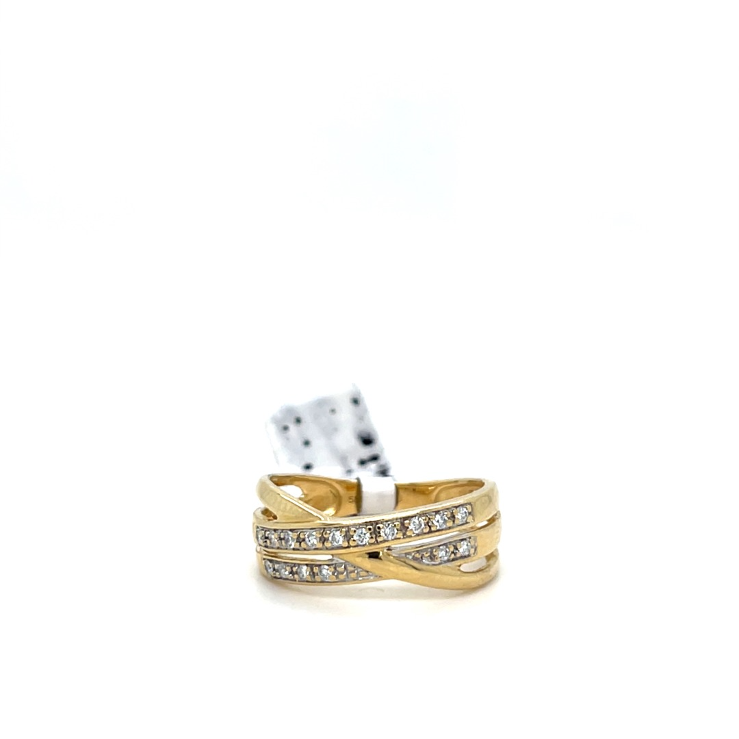 Occasion ring dubbele band met briljant 0,2ct