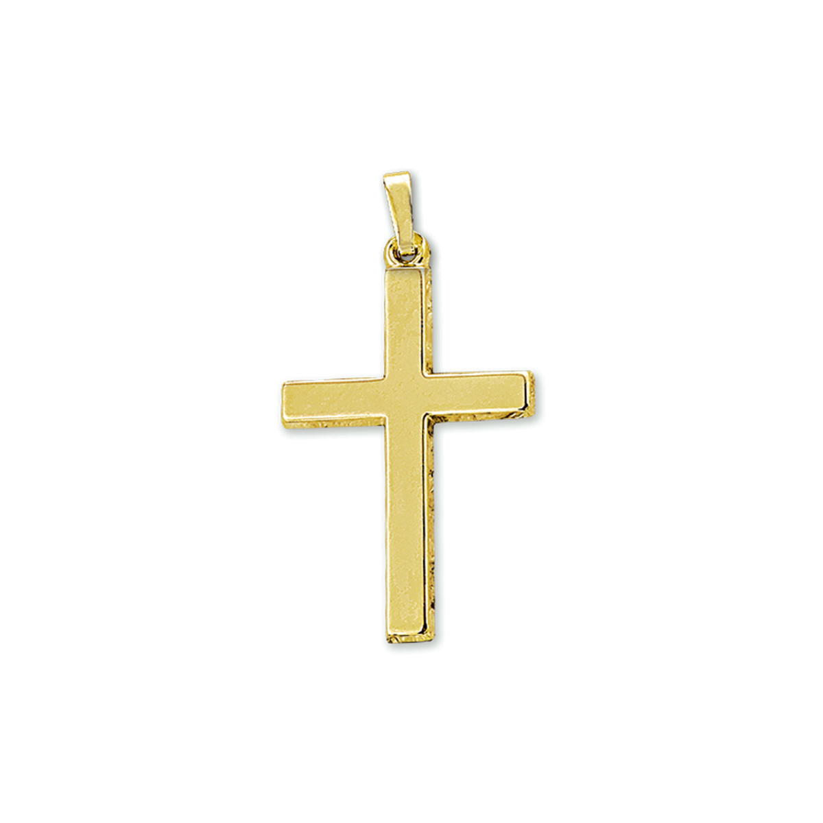 14-karaats geelgouden hanger Kruis. 
Breedte: 19 mm. Hoogte: 31.5 mm