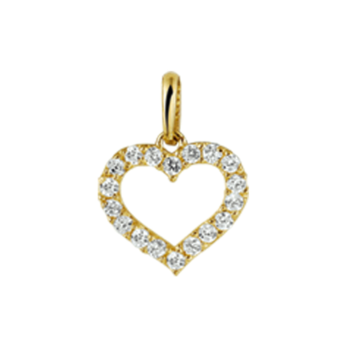 Geelgouden hanger met een hart van zirkonia.