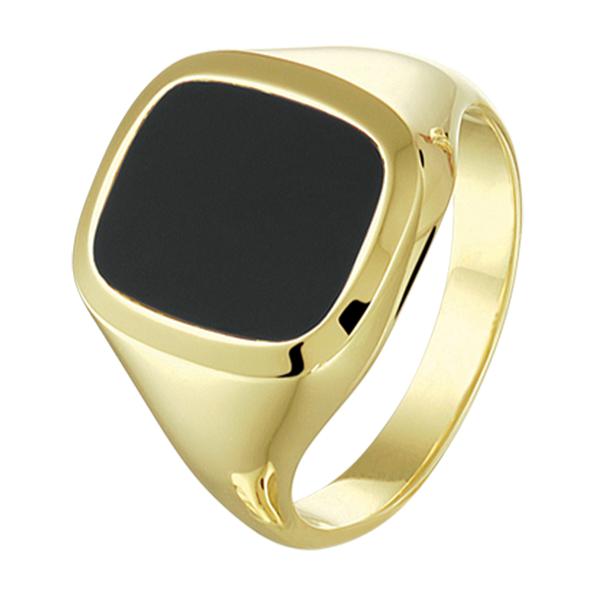 Stijlvolle 14k geelgouden zegelring uitgevoerd met een onyx steen. De ring geeft je look direct een chique uitstraling.