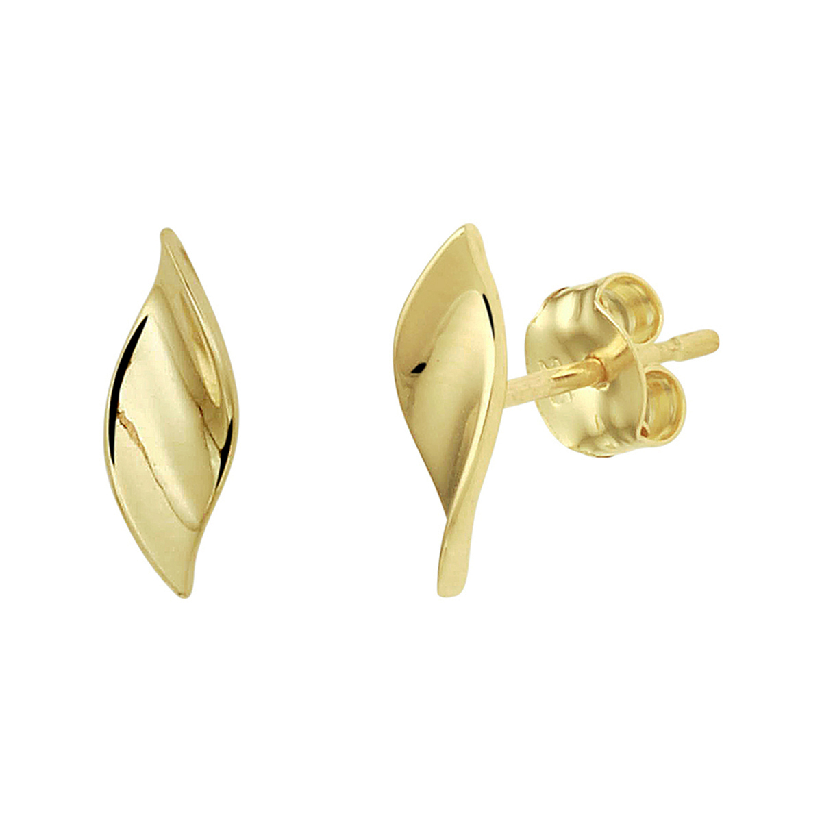 14k Geelgouden oorknoppen. De oorknoppen hebben een afmeting van 10x3.5mm.