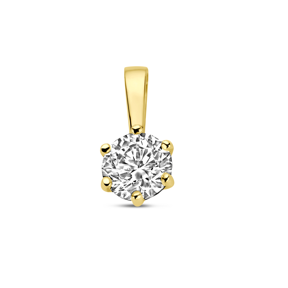 14krt gouden hanger met solitaire zirkonia
