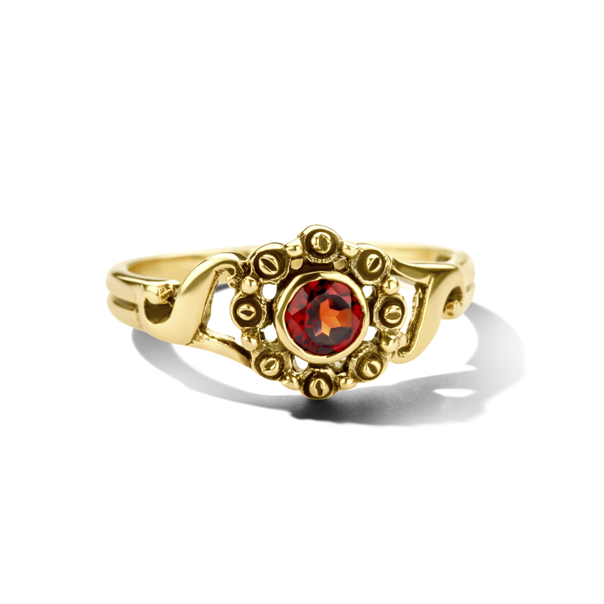 gouden ring, vintage granaat mt56