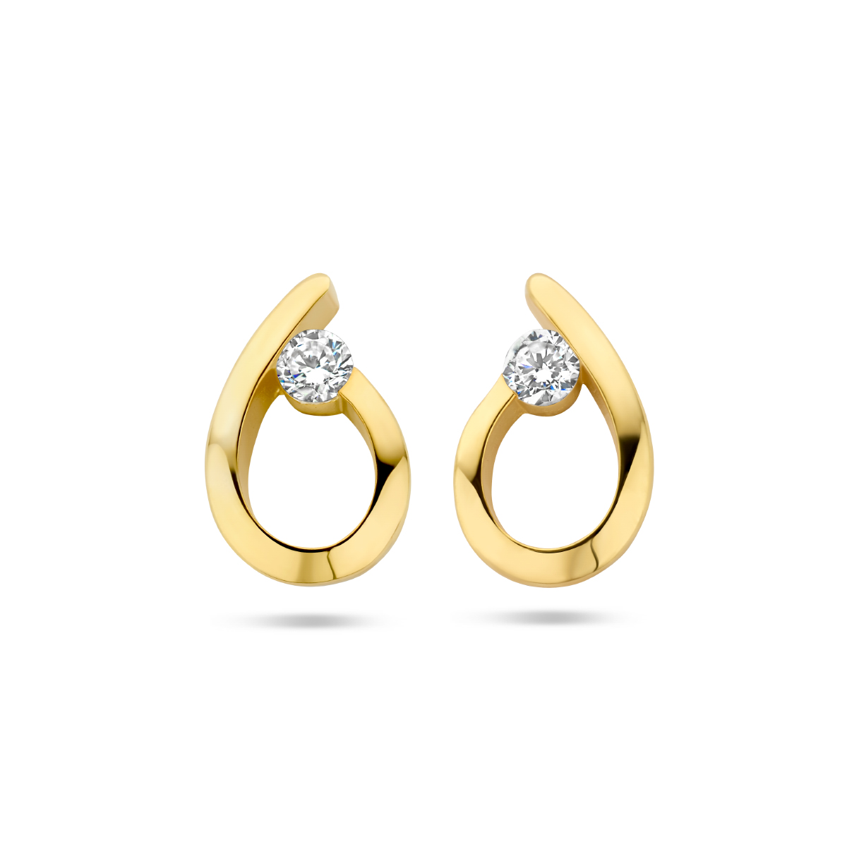 14k Geelgouden oorknoppen met een afmeting van 10.5x6.5mm.
