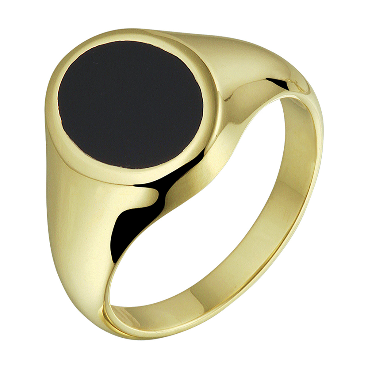Stijlvolle geelgouden zegelring uitgevoerd met een onyx steen. Glam up your outfit! Combineer deze ring met bijpassende sieraden uit onze collectie. De ring geeft je look direct een chique uitstraling.