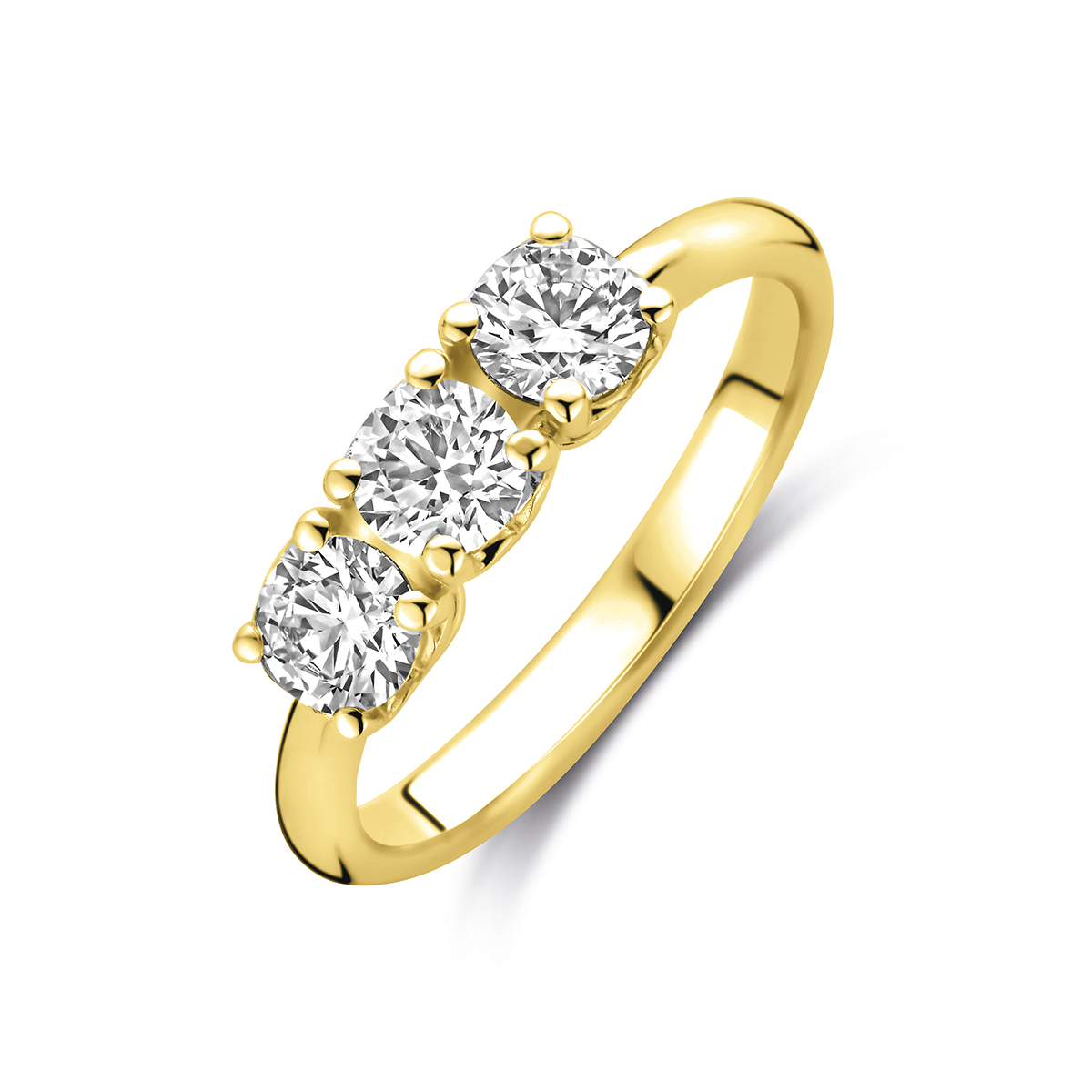 gouden ring met 3x0.3ct LG diamant mt56