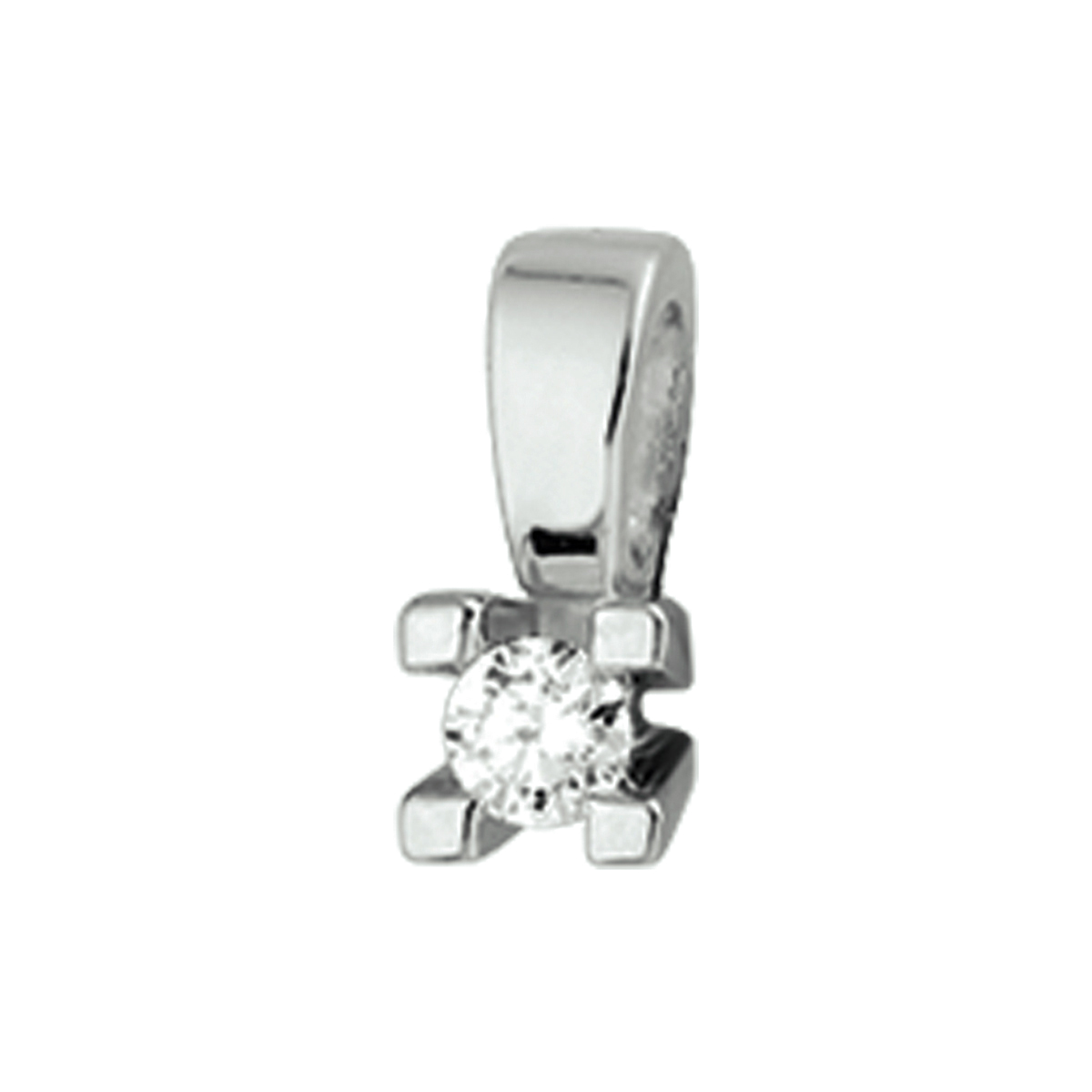 Prachtige 14krt witgouden hanger met diamant 1-0.10, 3mm.