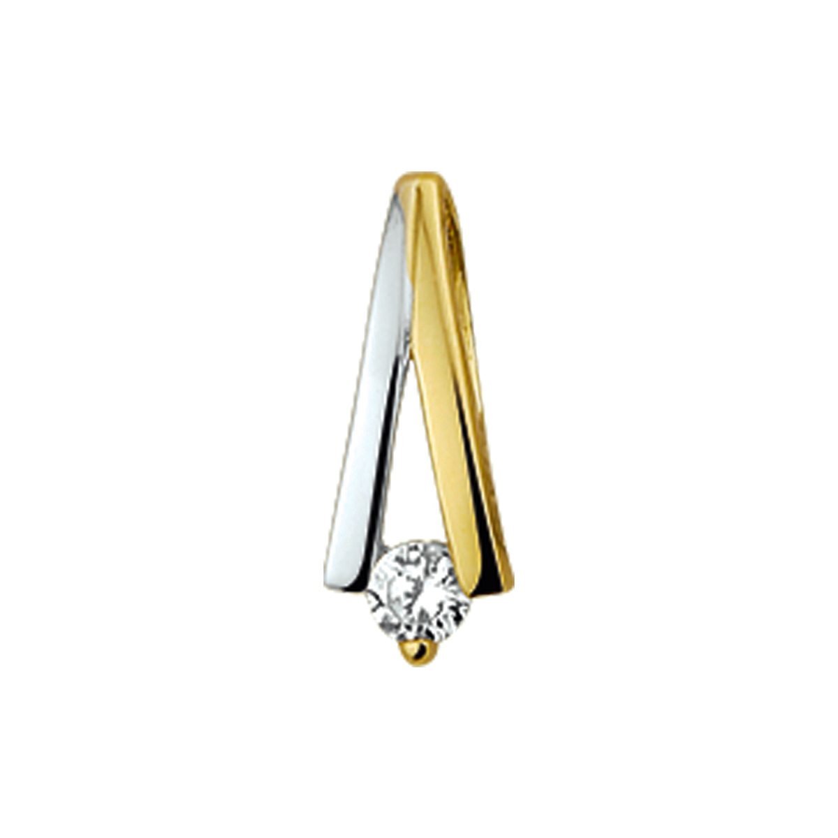 hanger zirkonia 14K bicolor goud geel/wit
