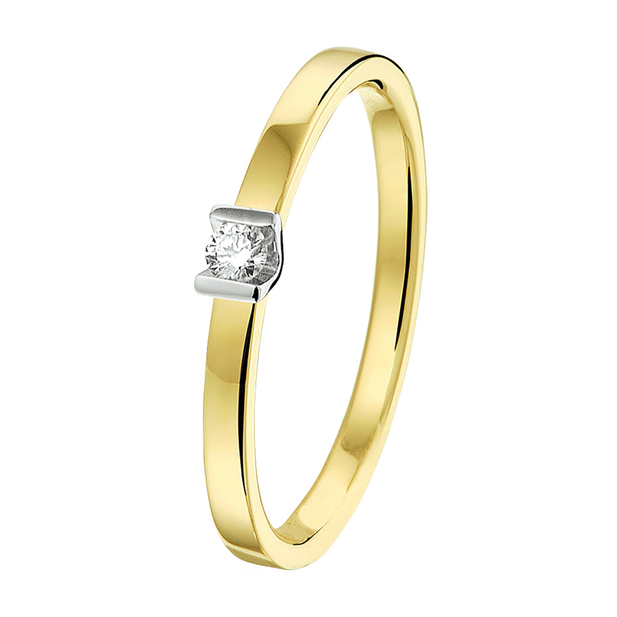ring diamant 0.05ct h si 14K bicolor goud geel/wit