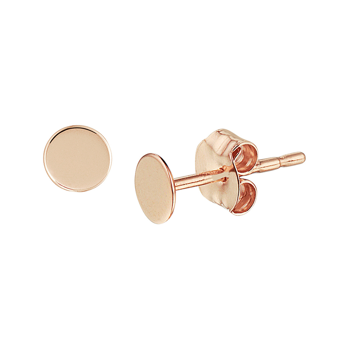 Trendy rosegouden oorknoppen in de vorm van een rondje met een diameter van 4 mm uitgevoerd met stevige poussette sluiting. De afmeting en het minimalistische design maken dat deze oorsieraden gemakkelijk te combineren zijn.