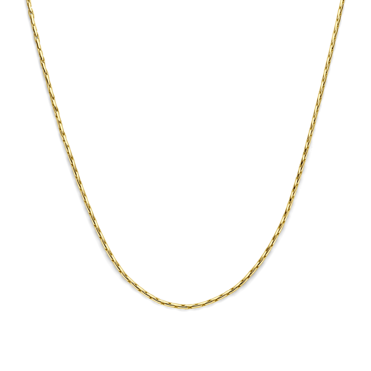 14k Geelgouden met een kern van 925 zilver. De schakelbreedte is 2.8mm. Uitgevoerd met karabijnsluiting.