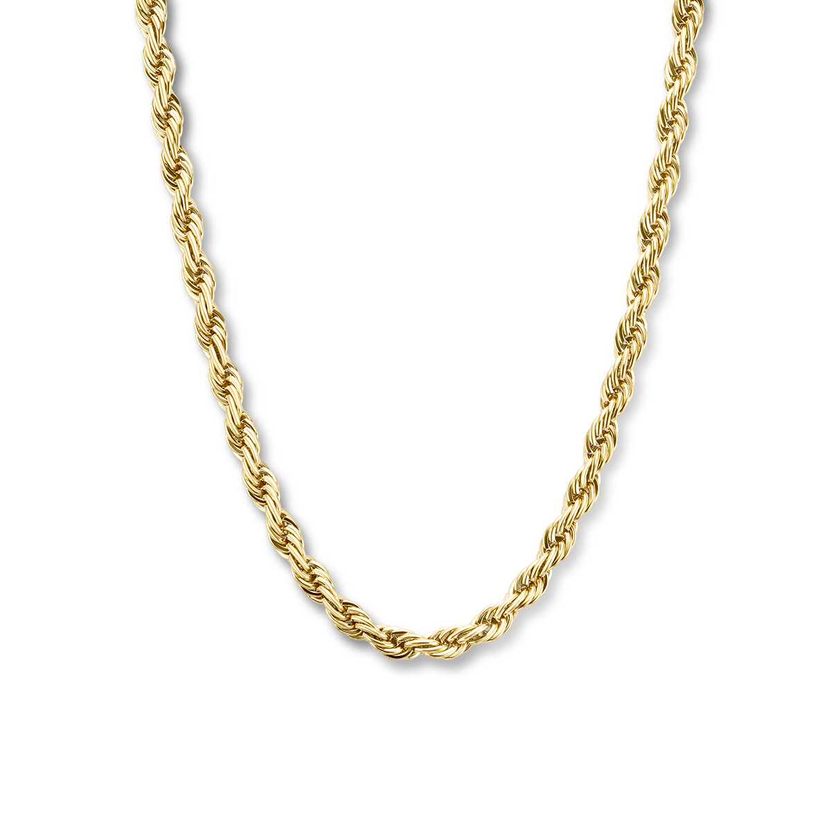 Stalen collier met geel gekleurde ion plating en is uitgevoerd met karabijnsluiting. Het collier heeft een draaglengte van 43cm met 3cm extensie en een schakelbreedte van 5.7mm. Geen garantie op de plating.