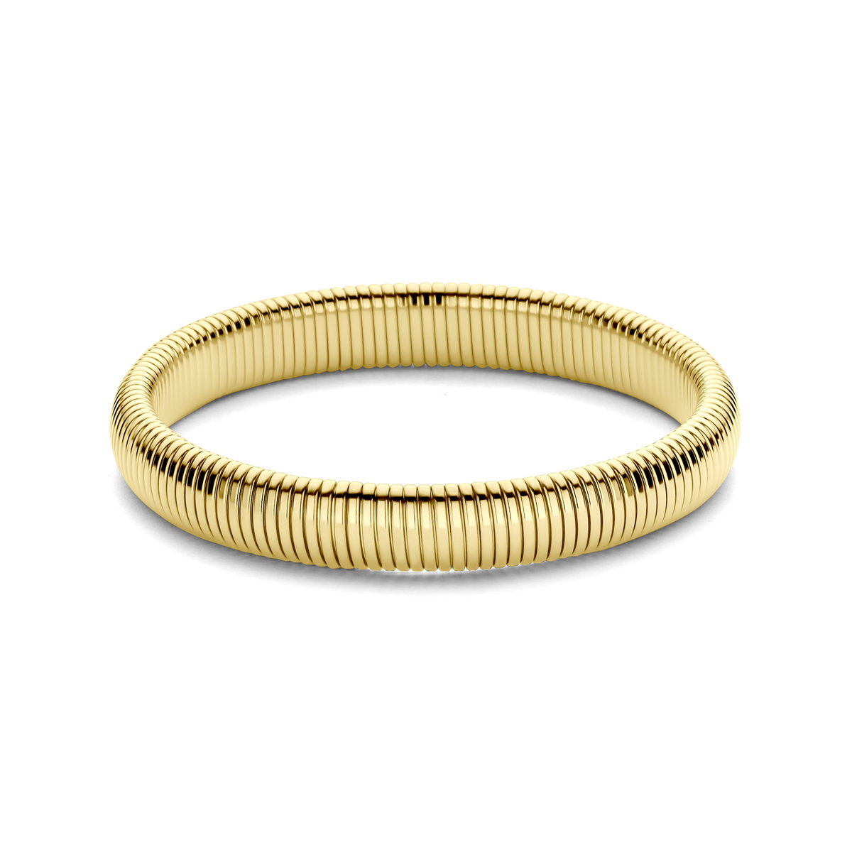 Ionisch verguld edelstalen Tubogas rekarmband met een breedte van 10mm. 

Geen garantie op plating.
