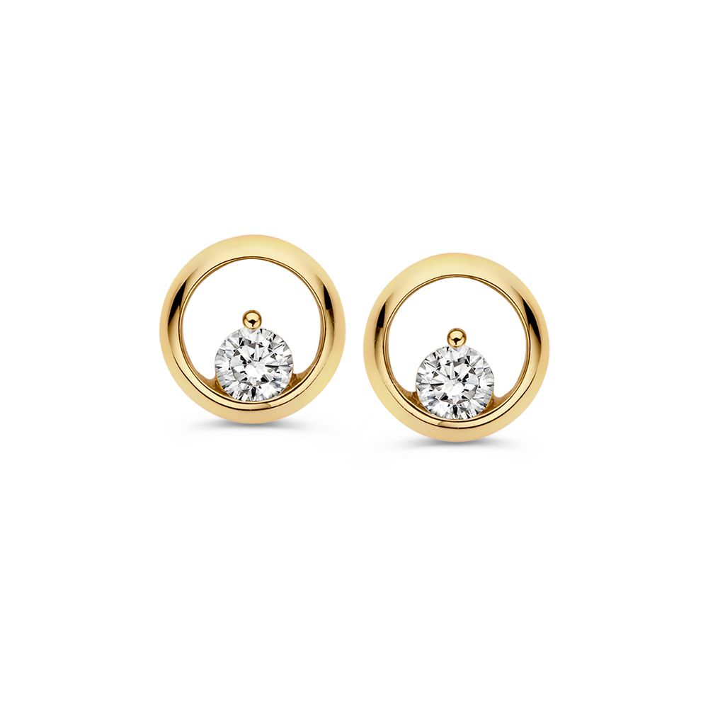 Excellent Jewelry - 14kt Geelgouden oorstekers met zirkonia. - OB127524