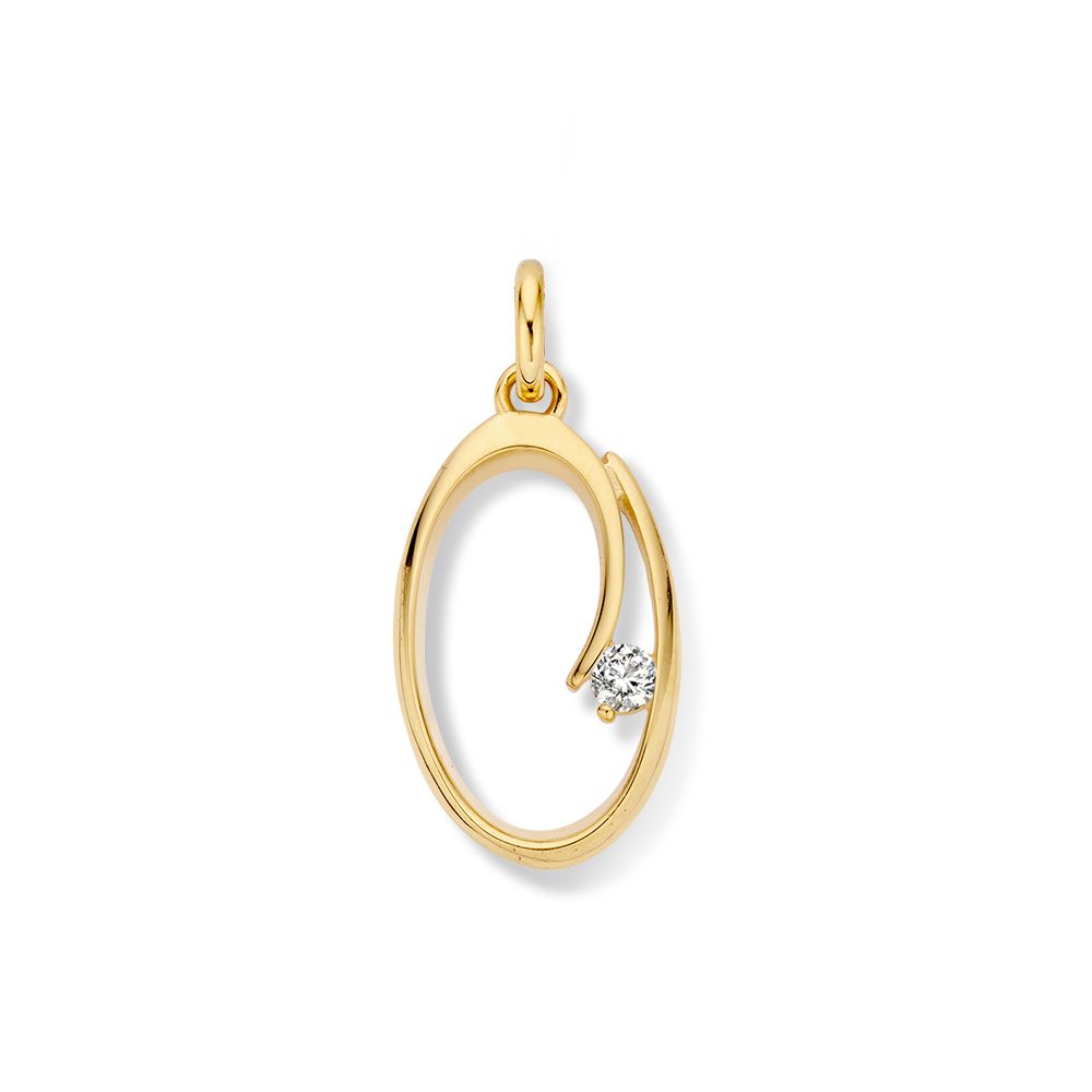 Excellent Jewelry - 14kt Geelgouden hanger met zirkonia - HB127561