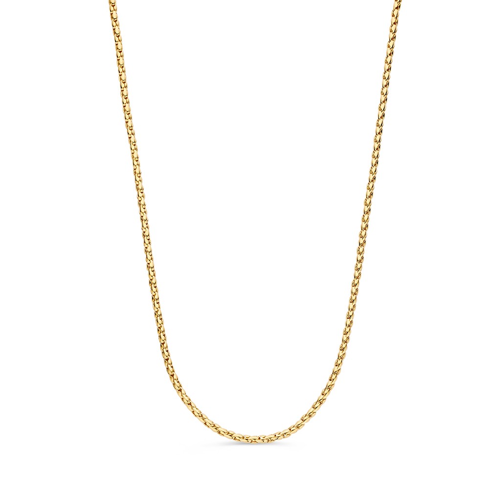 Fijn, geelgouden schakelcollier met ronde schakel.
