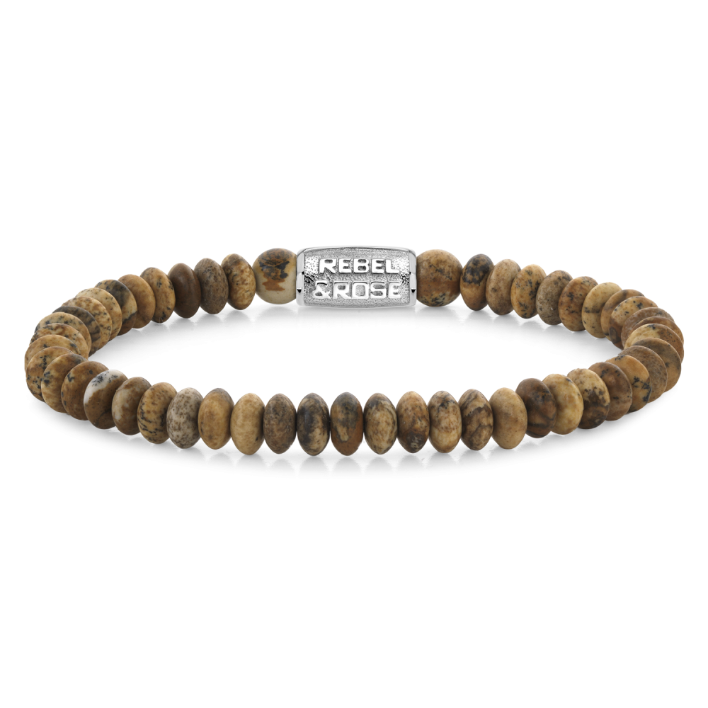 Natuurstenen armband van het merk Rebel & Rose. De armband heeft een hoogwaardige elastische stretch koord, 6mm Groene Agaat natuurstenen beads en RVS slotje
