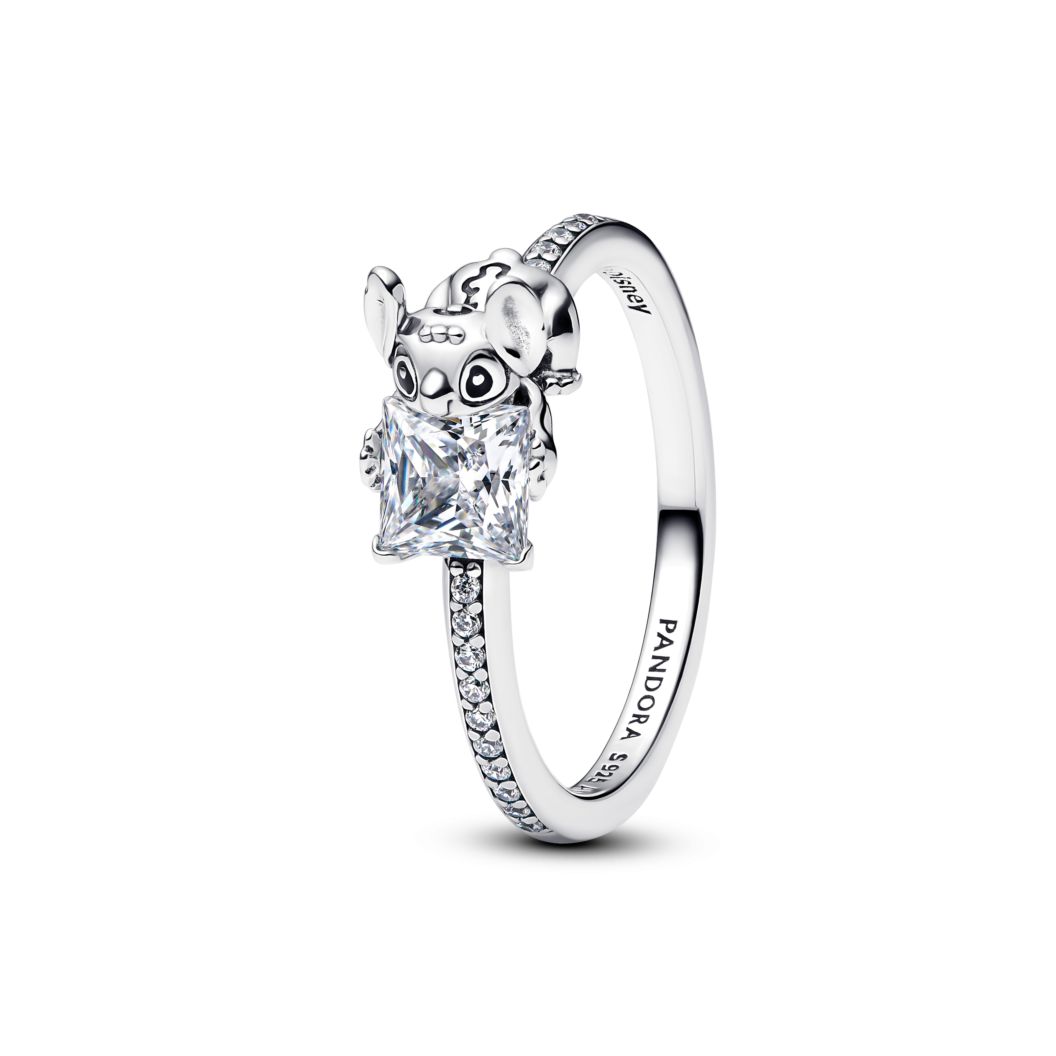 Pandora - Zilveren Disney Stitch ring bezet met zirconia - 193740C01-54