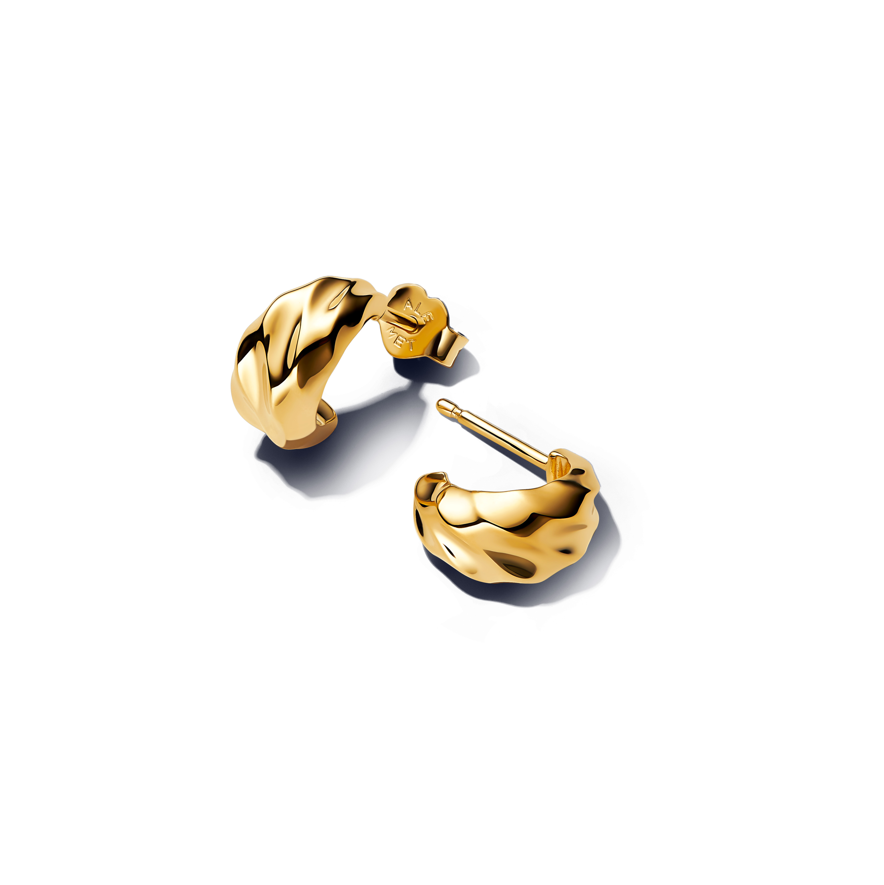 Pandora - Shine, Rippled vergulde oorstekers - 263873C00
