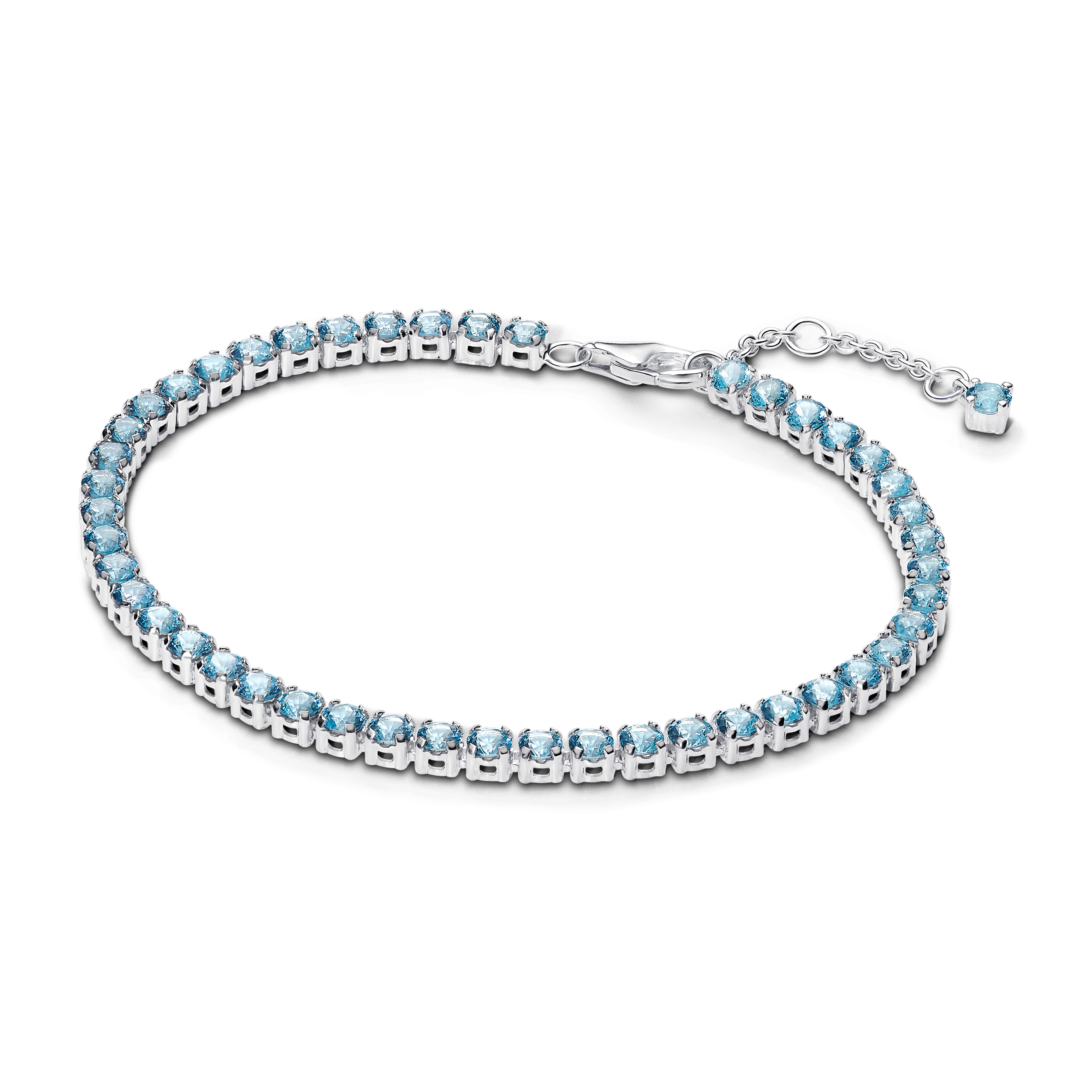 Pandora - Zilveren tennisarmband bezet met blauwe zirconia's - 591469C03-18