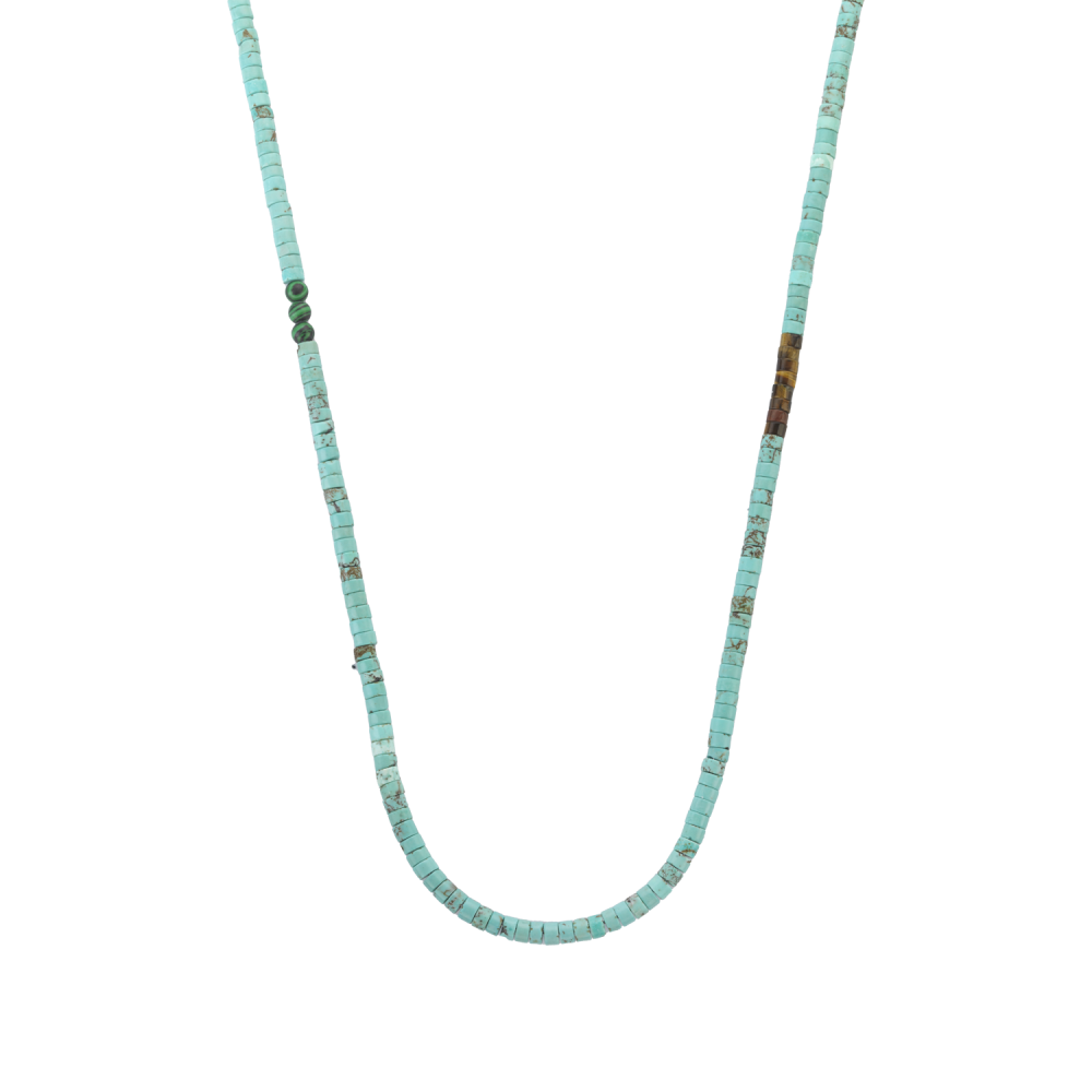 Rebel en Rose collier, Slices Turquoise - 4mm (55cm)