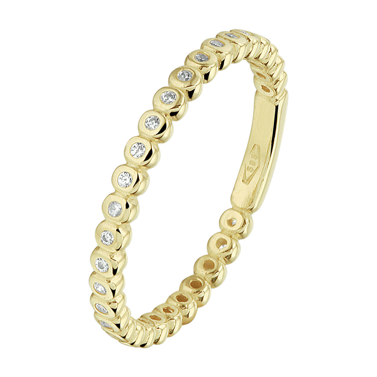 Gouden damesring met Zirkonia mt 17,75 Aanschuifring. Kan naast een andere ring gedragen worden