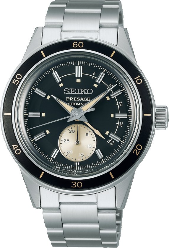 Seiko Presage met zilverkleur horlogekast gemaakt van roestvrijstaal met zilverkleurig roestvrijstalen band. De wijzerplaat is zwart van kleur met een zilverkleur streepindex en is voorzien van zilverkleur/wit wijzers. Dit horloge heeft een automatic uurwerk met een datumaanduiding.

Kastdiameter: 40 mm
Glas: hardlex
Soort: Analoog (wijzers)
Uurwerk: mechanisch (tikgetal 21.600)
Waterdichtheid: 5 ATM 
Garantie: 3 jaar wereldwijd
