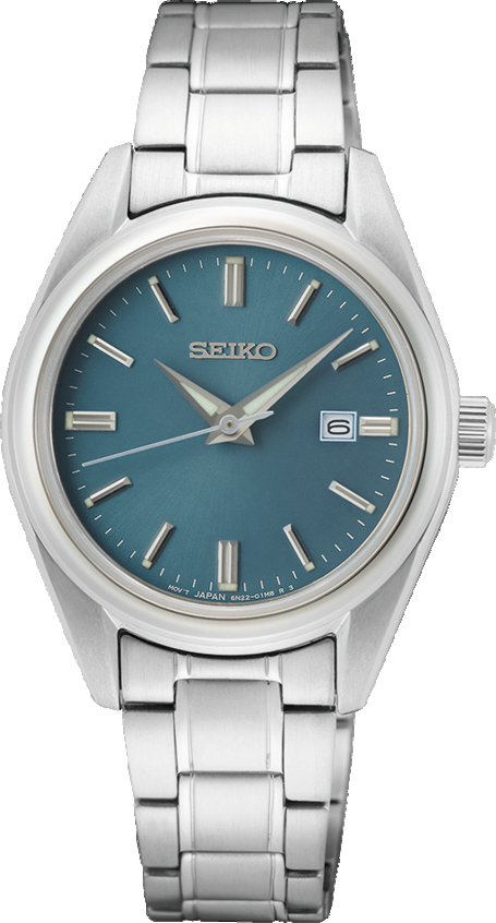 Dit is een dameshorloge van het merk Seiko. Het is een analoog horloge gemaakt van staal. De diameter van de kast is 29.8 mm en de kast is 8.8 mm dik.
De verdere specificaties van het horloge zijn als volgt:
Kastvorm: rond
Kastkleur: zilverkleurig
Kastmateriaal: staal
Bandbreedte: 14 mm
Bandlengte: 213.8 mm
Sluiting: vouwsluiting met drukker
Wijzerplaatkleur: blauw
Glassoort: saffier glas
Waterdichtheid: 10 ATM
Techniek: quartz