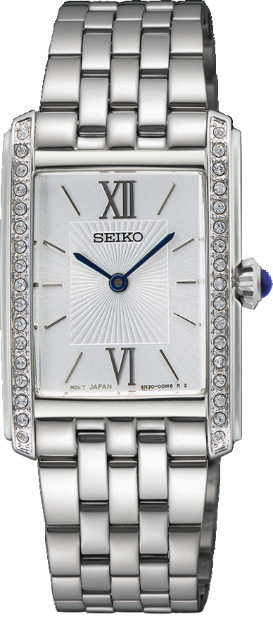 Dit is een dameshorloge van het merk Seiko. Het is een analoog horloge gemaakt van staal. De diameter van de kast is 22.7 mm en de kast is 7.18 mm dik.
De verdere specificaties van het horloge zijn als volgt:
Kastvorm: tonneau
Kastkleur: zilverkleurig
Kastmateriaal: staal
Bandbreedte: 16 mm
Bandlengte: 212.7 mm
Sluiting: vouwsluiting met drukker
Wijzerplaatkleur: wit
Glassoort: hardlex mineraal glas
Techniek: quartz