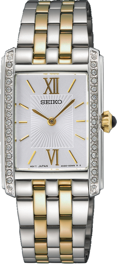 Dit is een dameshorloge van het merk Seiko. Het is een analoog horloge gemaakt van staal. De diameter van de kast is 22.7 mm en de kast is 7.18 mm dik.
De verdere specificaties van het horloge zijn als volgt:
Kastvorm: tonneau
Kastkleur: tweekleurig
Kastmateriaal: staal
Bandbreedte: 16 mm
Bandlengte: 212.7 mm
Sluiting: vouwsluiting met drukker
Wijzerplaatkleur: wit
Glassoort: hardlex mineraal glas
Techniek: quartz