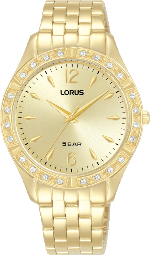 Dit is een dameshorloge van het merk Lorus. Het is een analoog horloge gemaakt van doublé. De diameter van de kast is 34 mm en de kast is 7.7 mm dik.
De verdere specificaties van het horloge zijn als volgt:
Kastvorm: rond
Kastkleur: goudkleurig
Kastmateriaal: doublé
Bandbreedte: 16 mm
Bandlengte: 229 mm
Sluiting: vouwsluiting met drukker
Wijzerplaatkleur: champagne
Glassoort: hardlex mineraal glas
Waterdichtheid: 5 ATM
Techniek: quartz