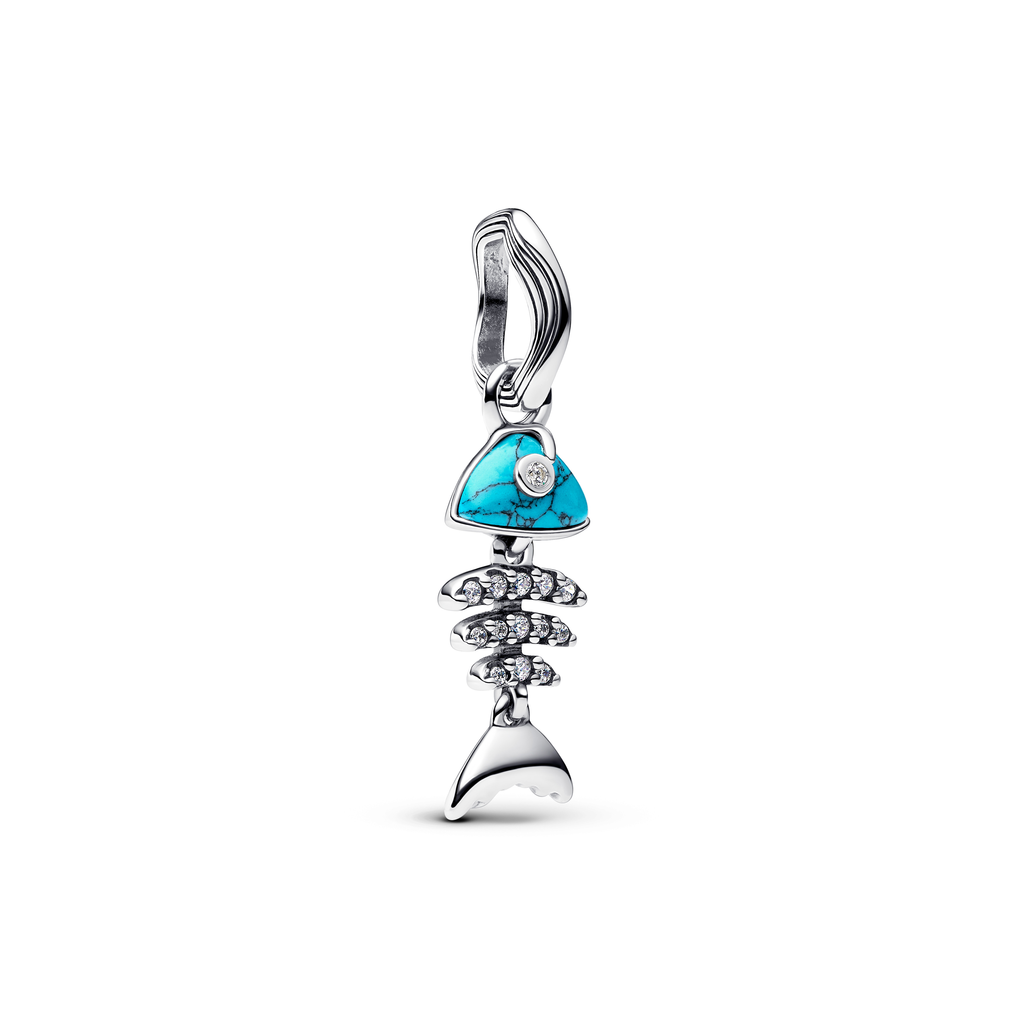 Pandora - Zilveren bedel, visgraat met imitatie turquoise - 793894C01